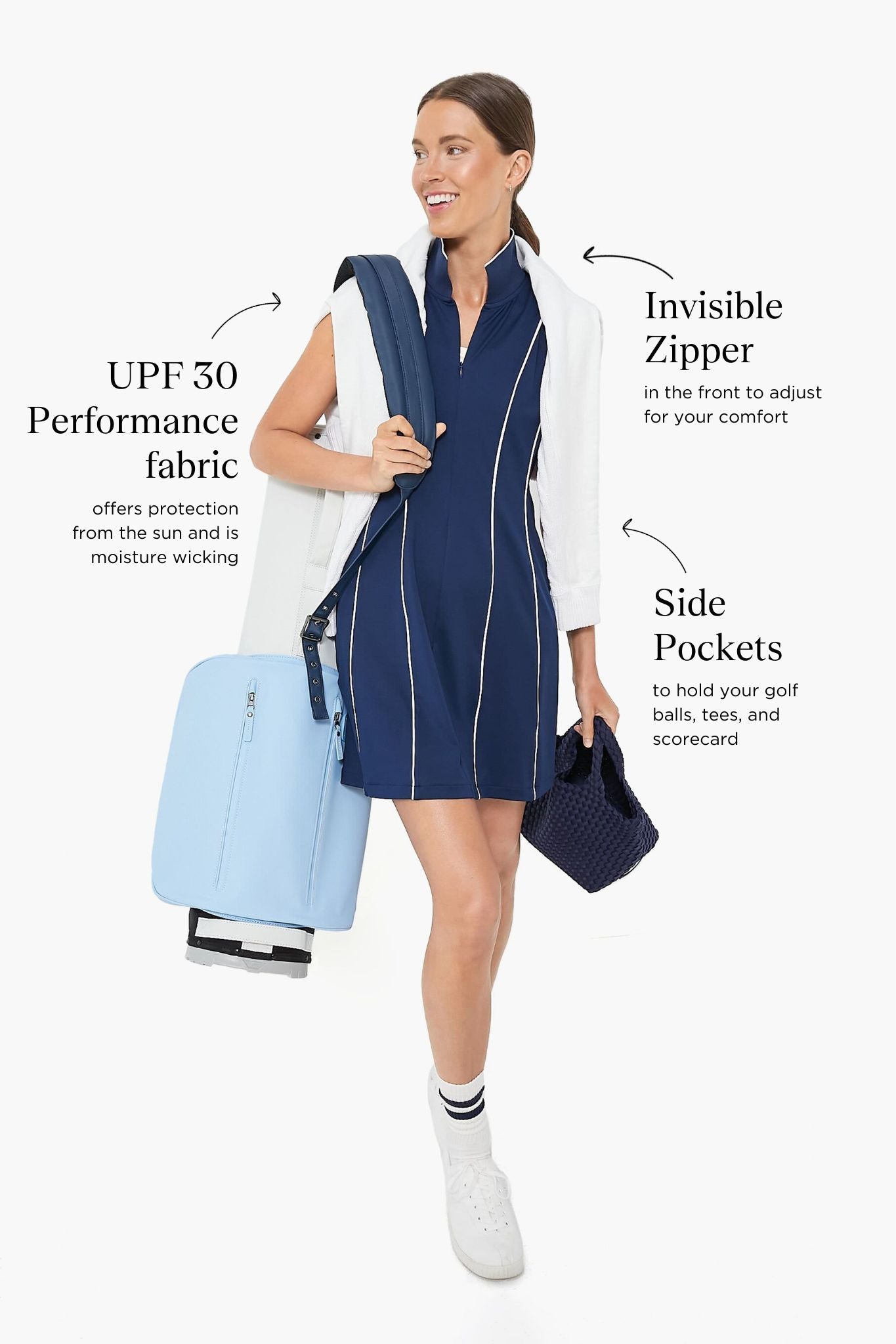 Navy Roxana Half Zip Golf Dress