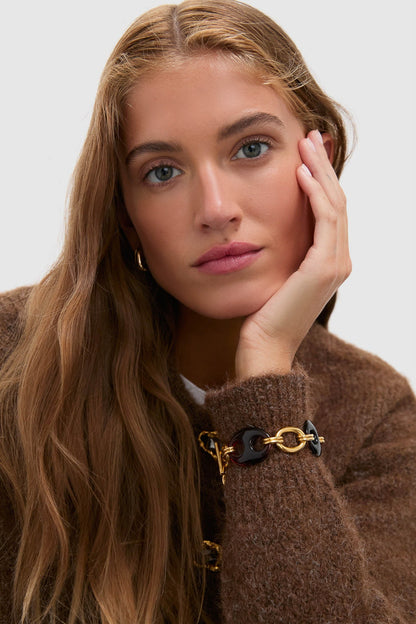 Tortoise and Gold Chain Bracelet