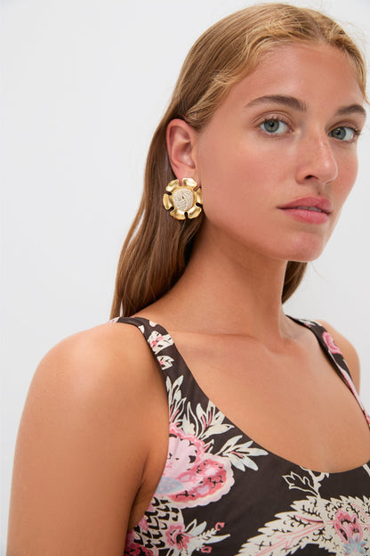 Gold and Pearl La Lune Earrings