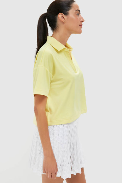Lemongrass Cropped Performance Jersey Caroline Polo