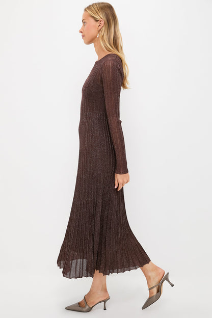 Exclusive Brown Long Sleeve Maxi Dress