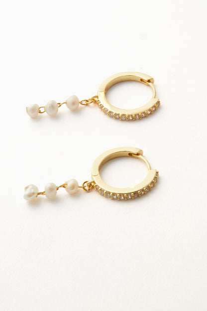 Pearl Drop Mini Huggie Hoop Earrings