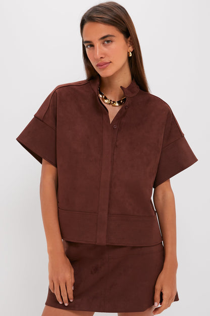 Ganache Vegan Suede Trapunto Stitch Sofia Shirt