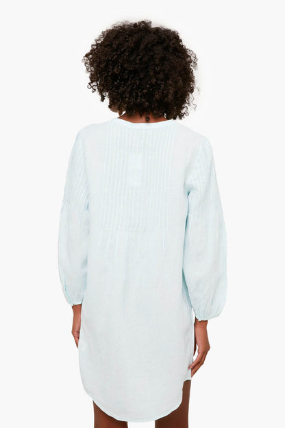 Crystal Blue Linen Button Front Coverup