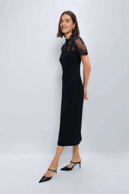 Black Lace Agatha Midi Dress