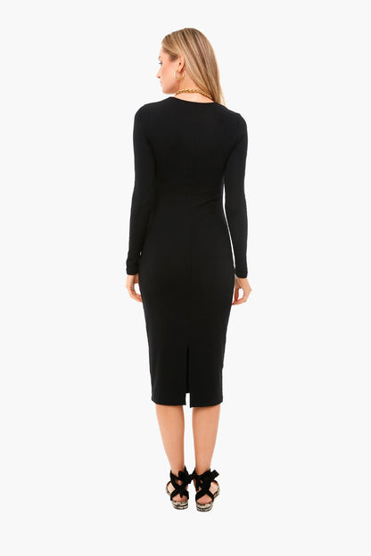Black Lexi Rib Long Sleeve Midi Dress