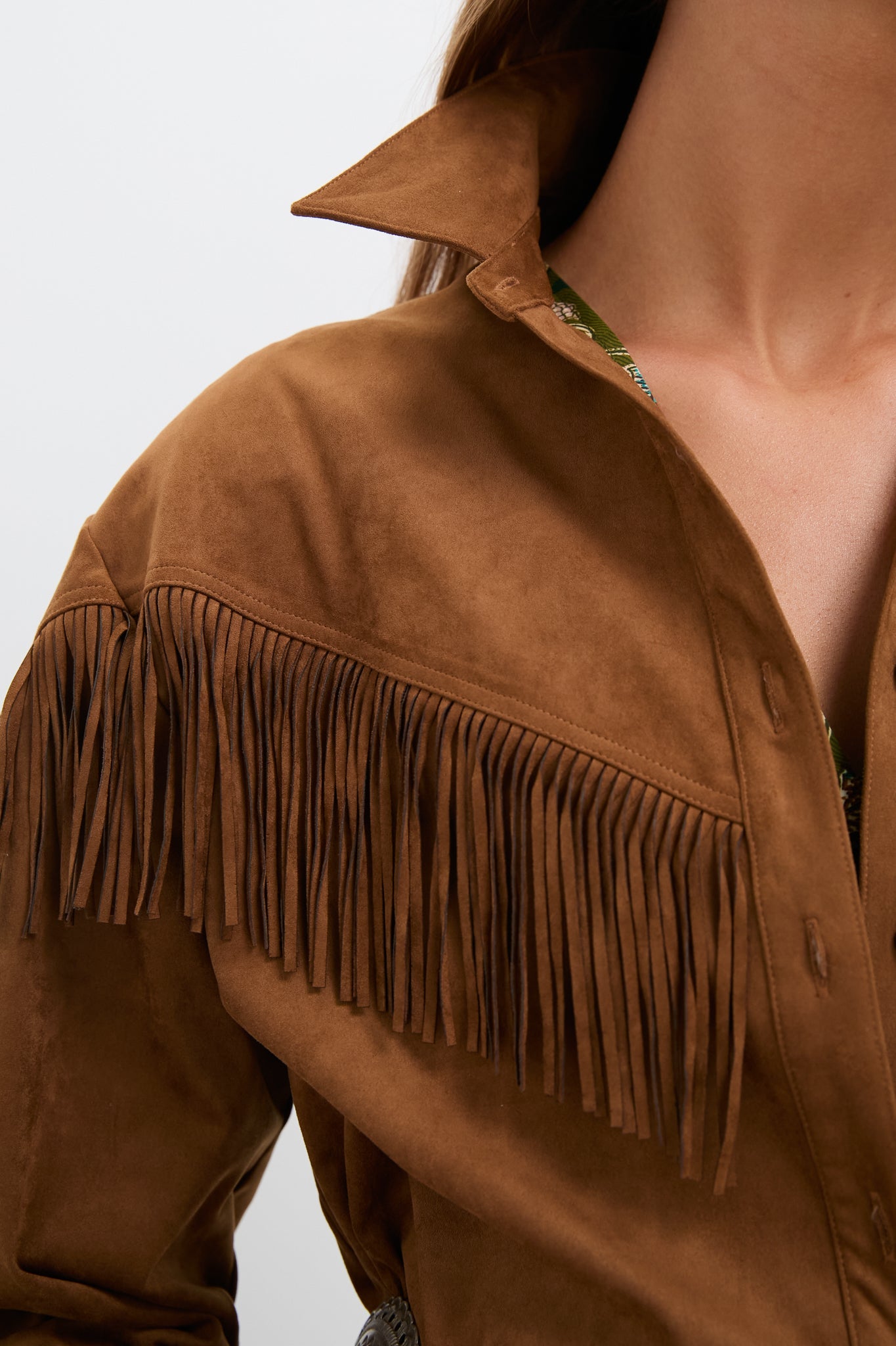 Taupe Clea Fringe Shirt