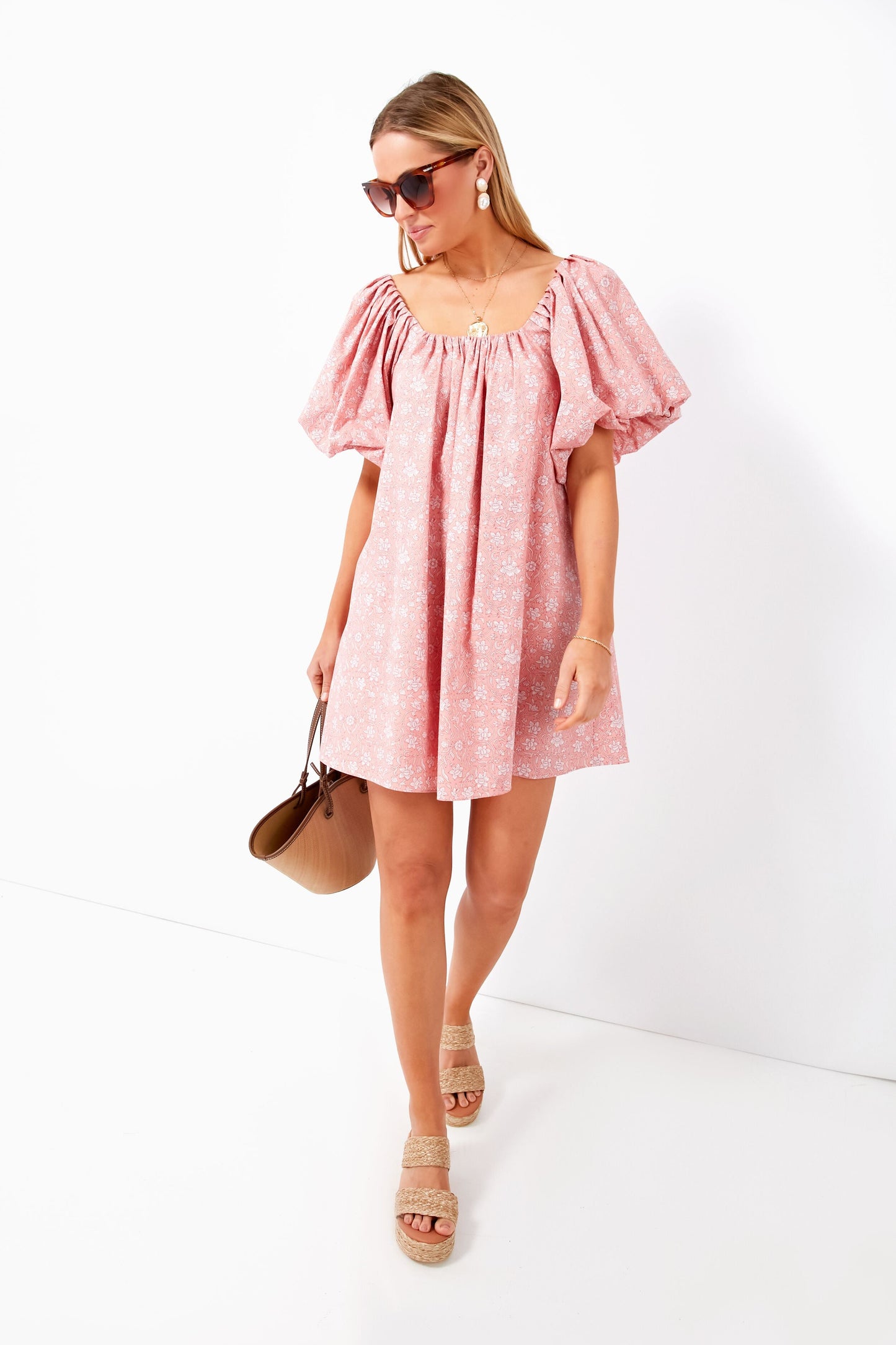 Dusty Pink Floral Oakley Mini Dress