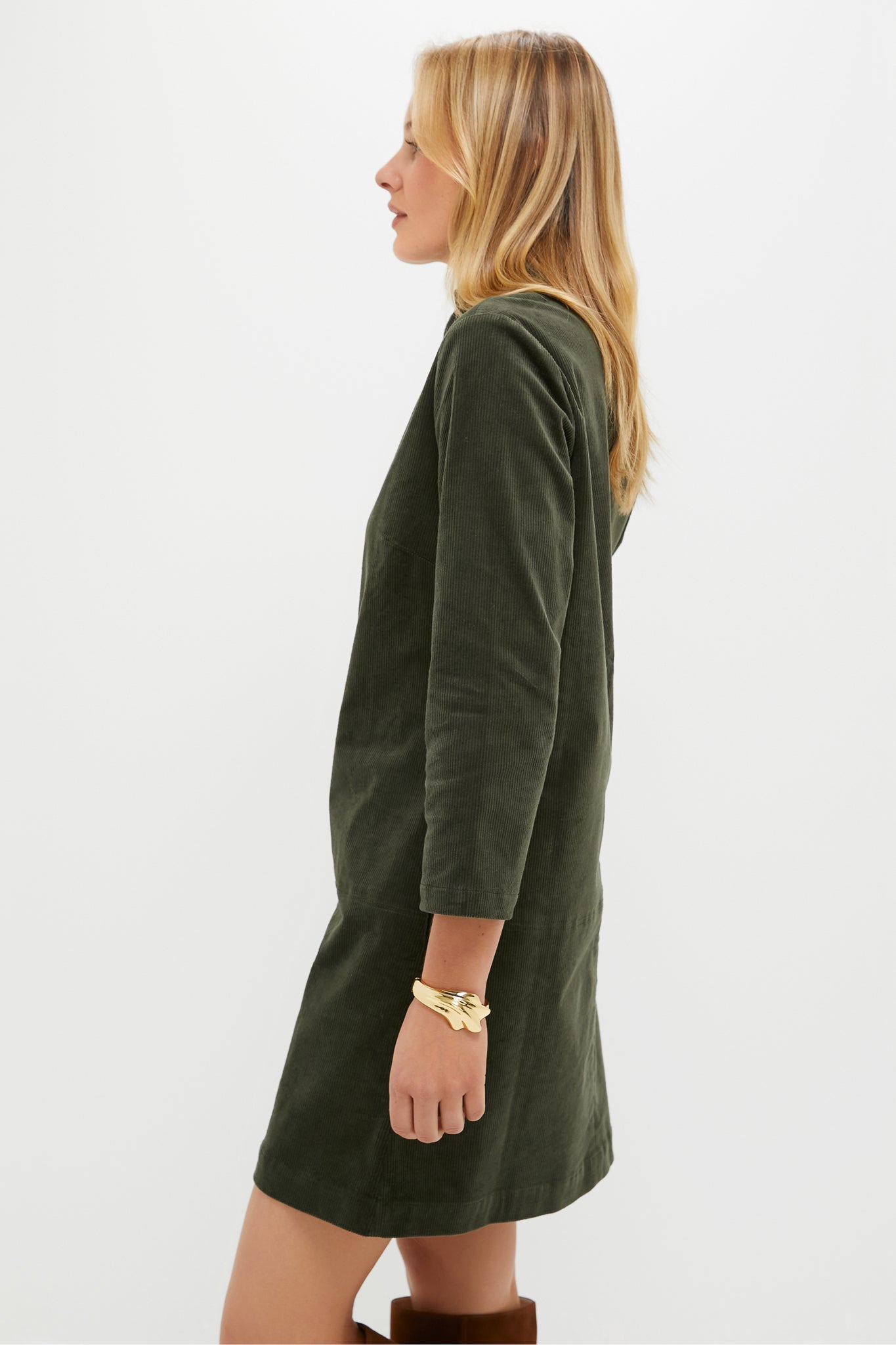 Olive Corduroy Clifton Dress