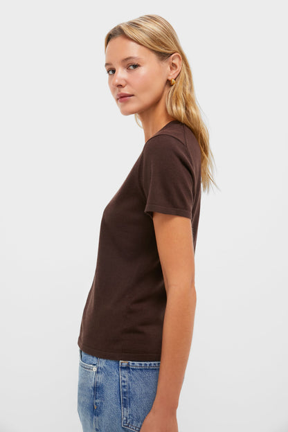 Chocolate Cashmere Silk Blend Katie Tee