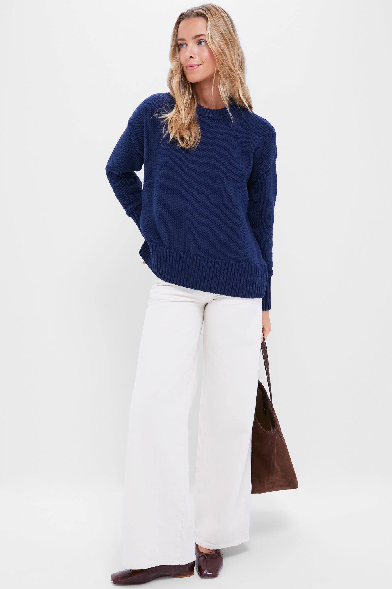 Navy Cotton Cliff Crewneck Sweater