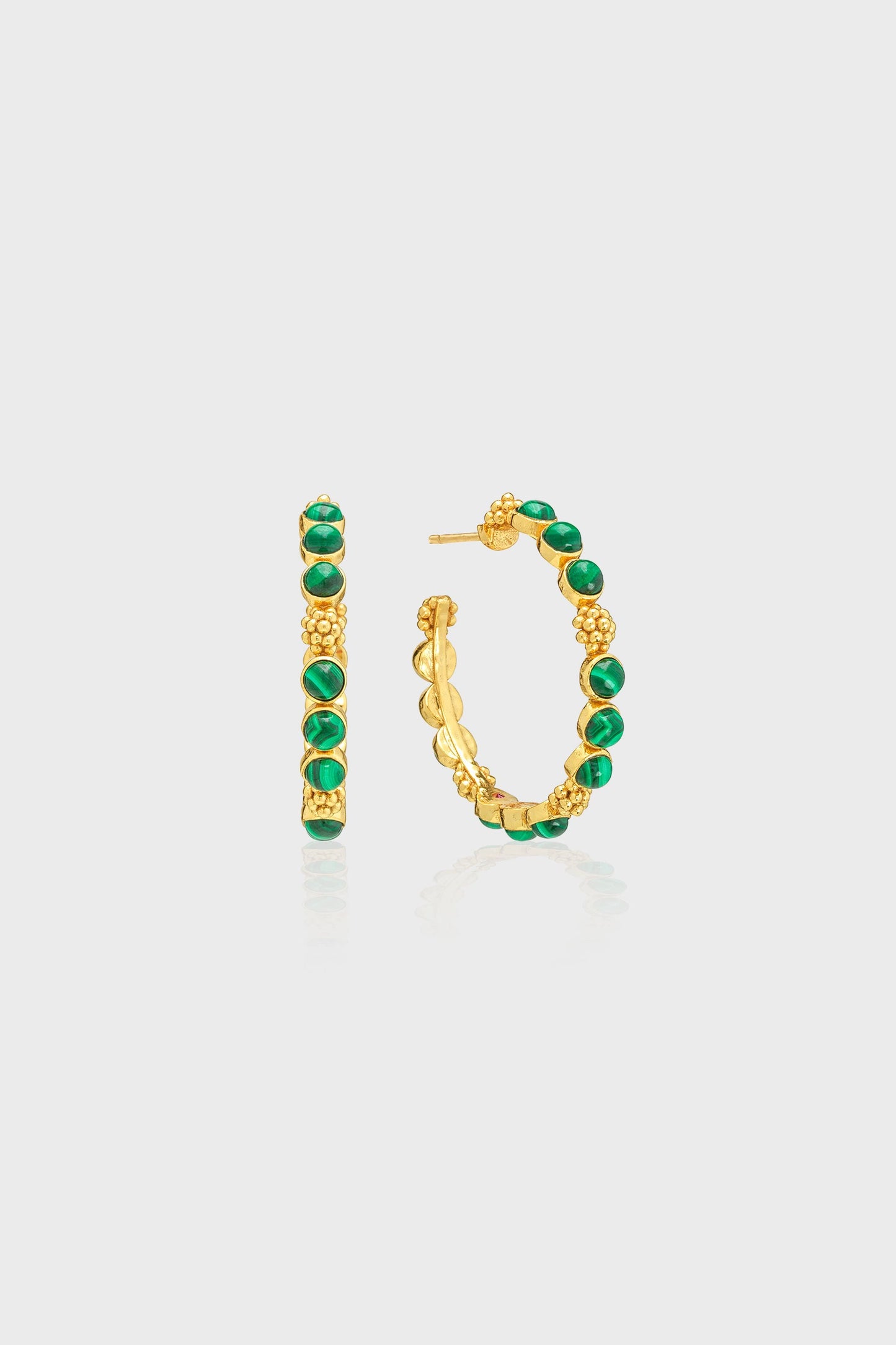 Berry Gem Medium Hoop Earrings - Malachite
