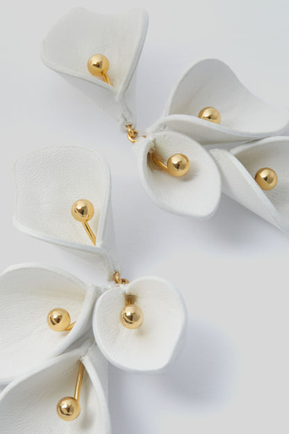 White Leather Val Earrings