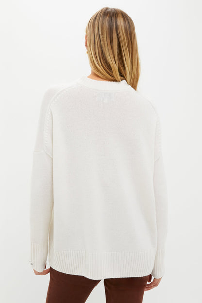 Ivory Cashmere Cassie V-Neck Cashmere Sweater