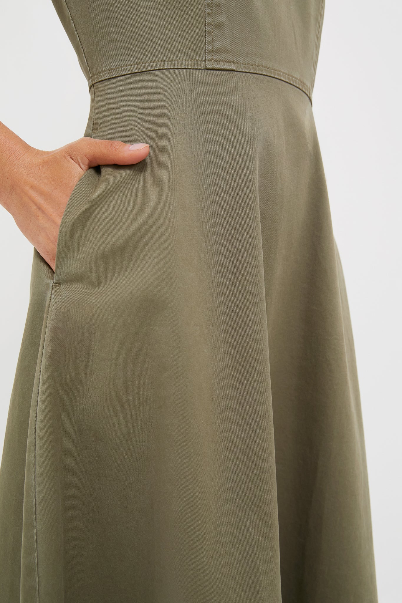 Burnt Olive Chino Solen Midi Dress