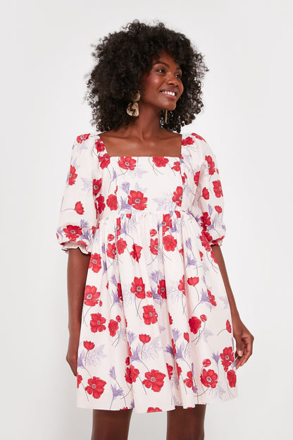 Pink Floral Square Neck Veronica Mini Dress