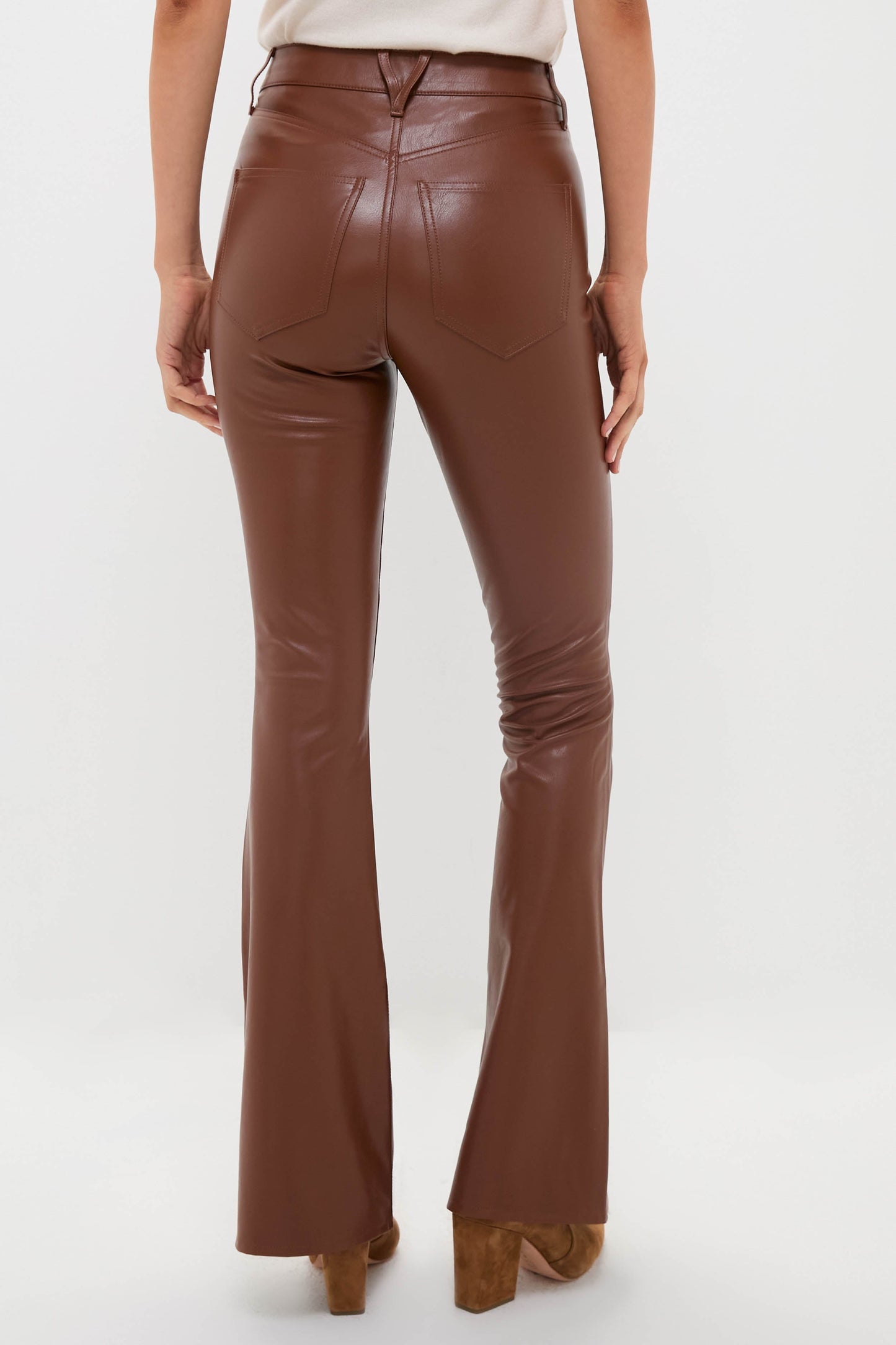 Mahogany Faux Leather Beverly High Rise Skinny Flare
