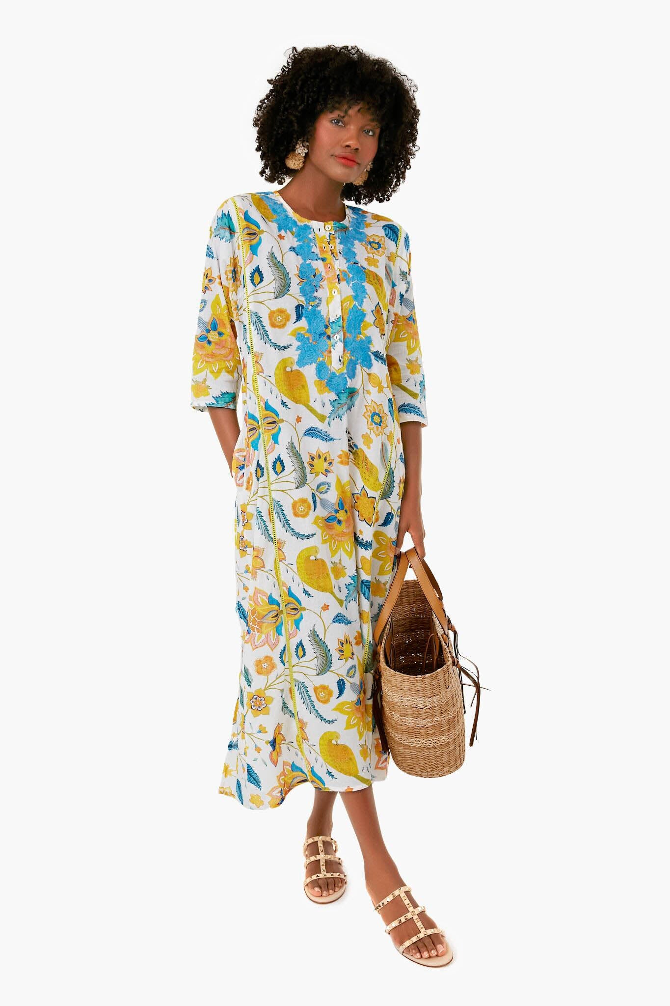 Finley Yellow Embroidered Long Kurta