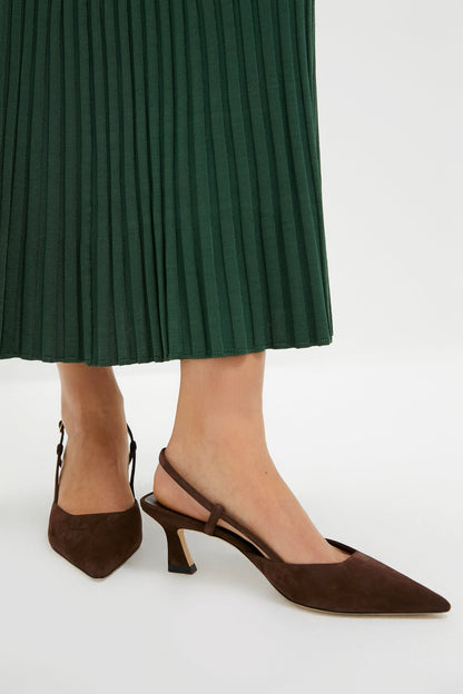 Walnut Patent 50 Vinnie Slingback Heels