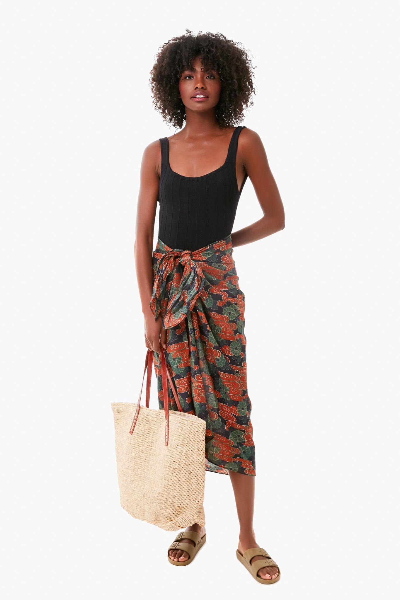 Forest Cloud Floral Printed Paz Coverup