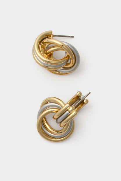 Shiny Gold and Semi Dark Silver Lush Link Earrings