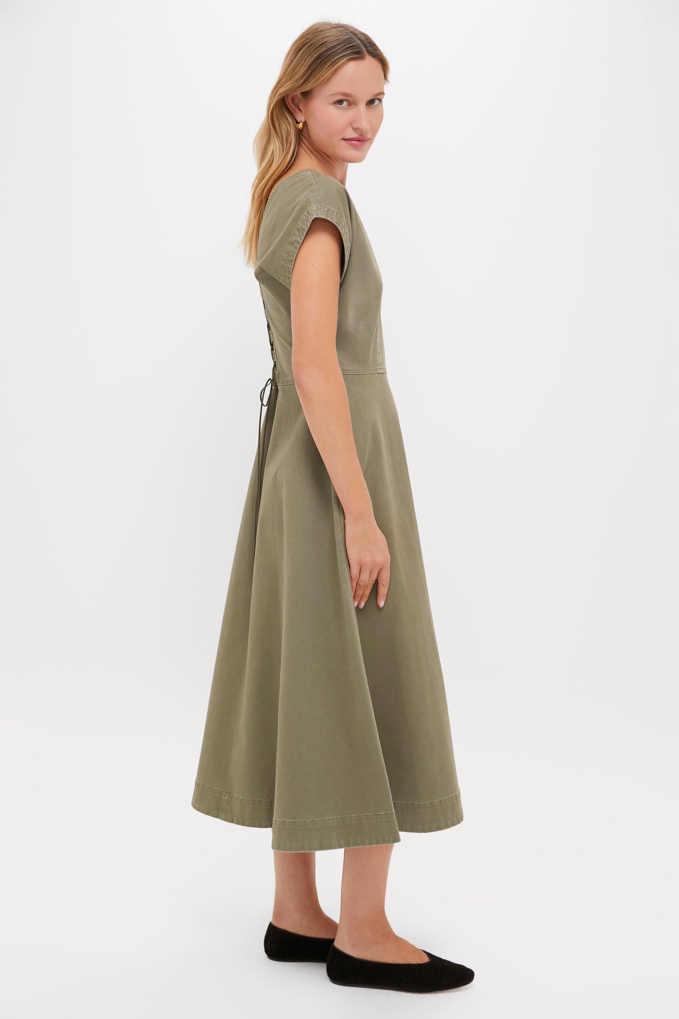 Burnt Olive Chino Solen Midi Dress