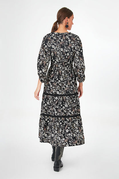 Black Off White Under the Stars Maxi Dress