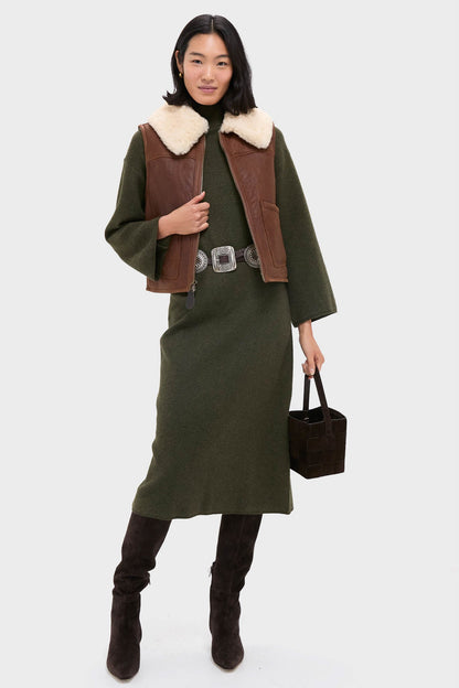 Pale Russet and Spring Beige Merino Shearling Leather Skin Vest