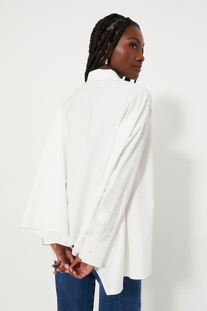 White Cotton Cape Button Down