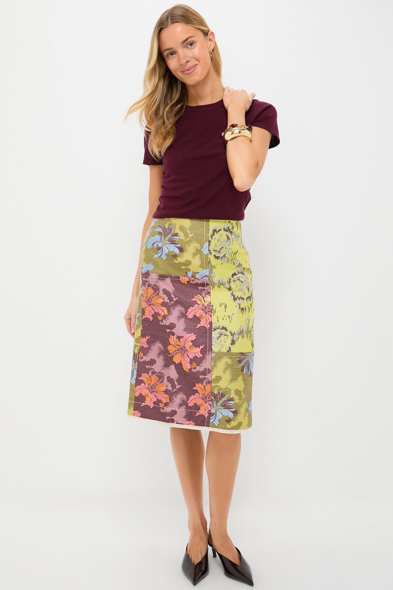 Multi Adriana Jacquard Midi Skirt