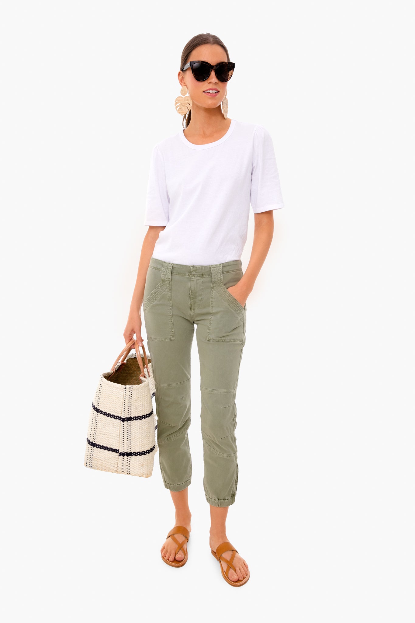 Washed Military Banded Bottom Trapunto Pant