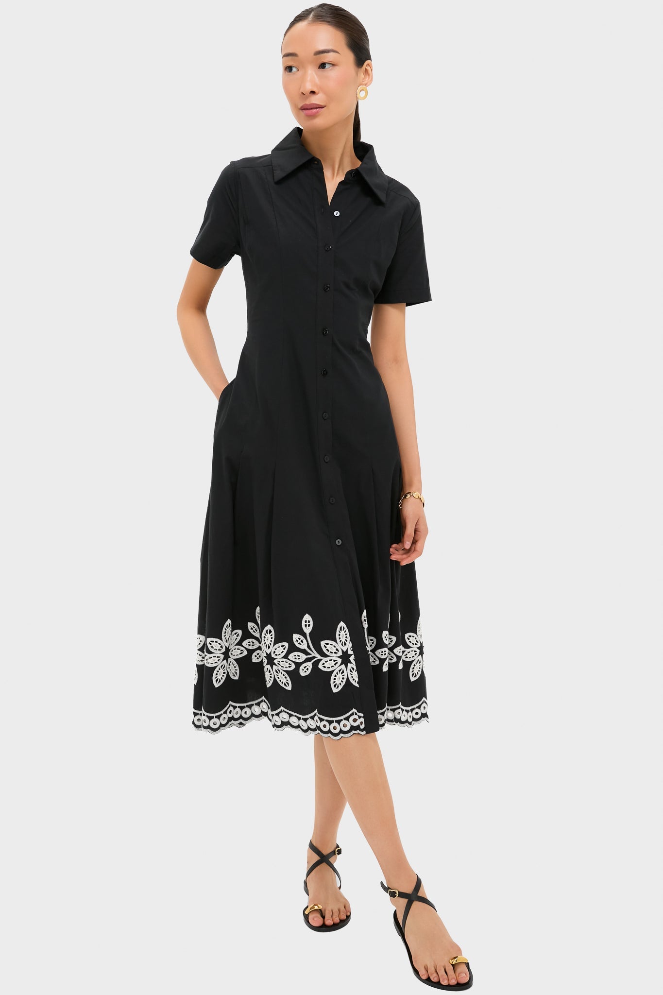 Black Natural Isidora Midi Shirt Dress