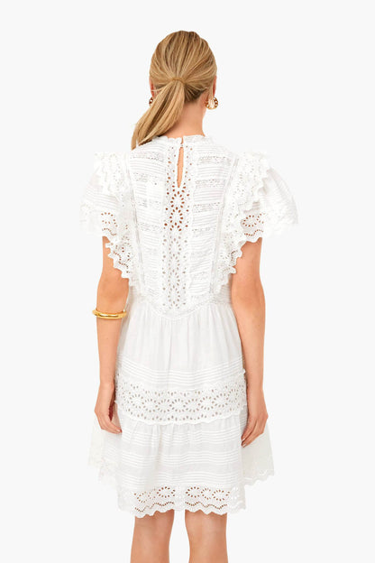 White Georgina Eyelet Short Sleeve Tunic Dress