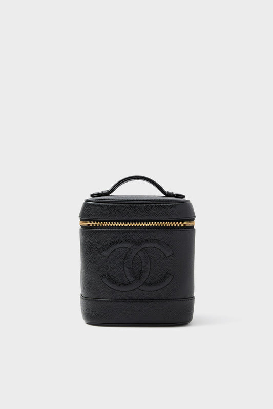 CHANEL Black Coco Mark Hand Vanity Bag