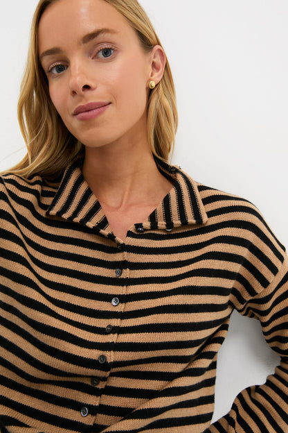 Black and Camel Taylor Striped Cardigan