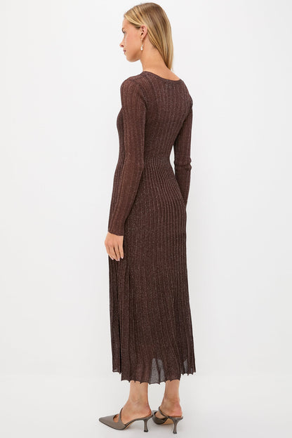 Exclusive Brown Long Sleeve Maxi Dress