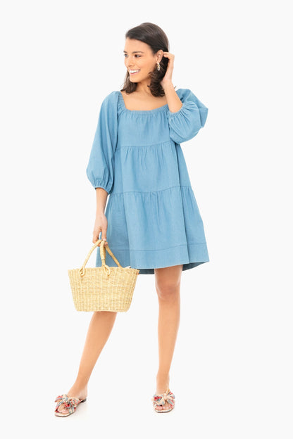 Chambray Square Neck Dress