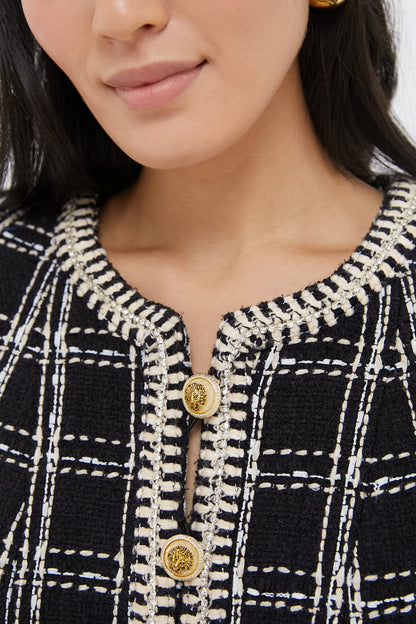 Embellished Black Tweed Onassis Dress