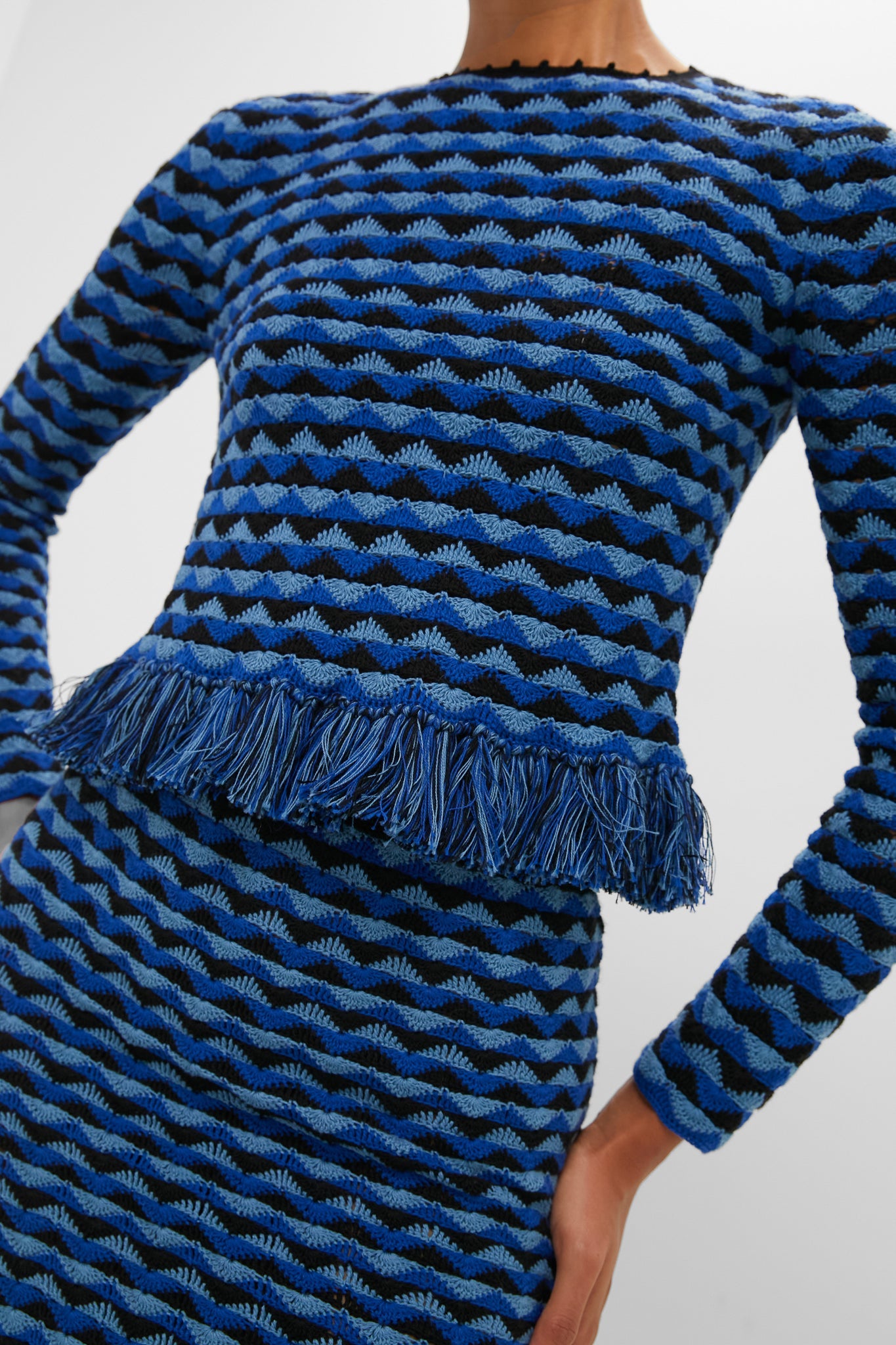 Blue and Black Profundo Long Sleeve Top