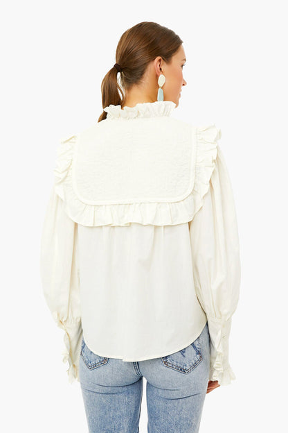 Cream Stan Sandwashed Longsleeve Quilted Top