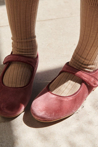 Dusty Pink Girl Velvet Mary Janes