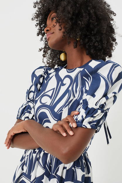 Navy & White Wilhelmina Maxi Dress