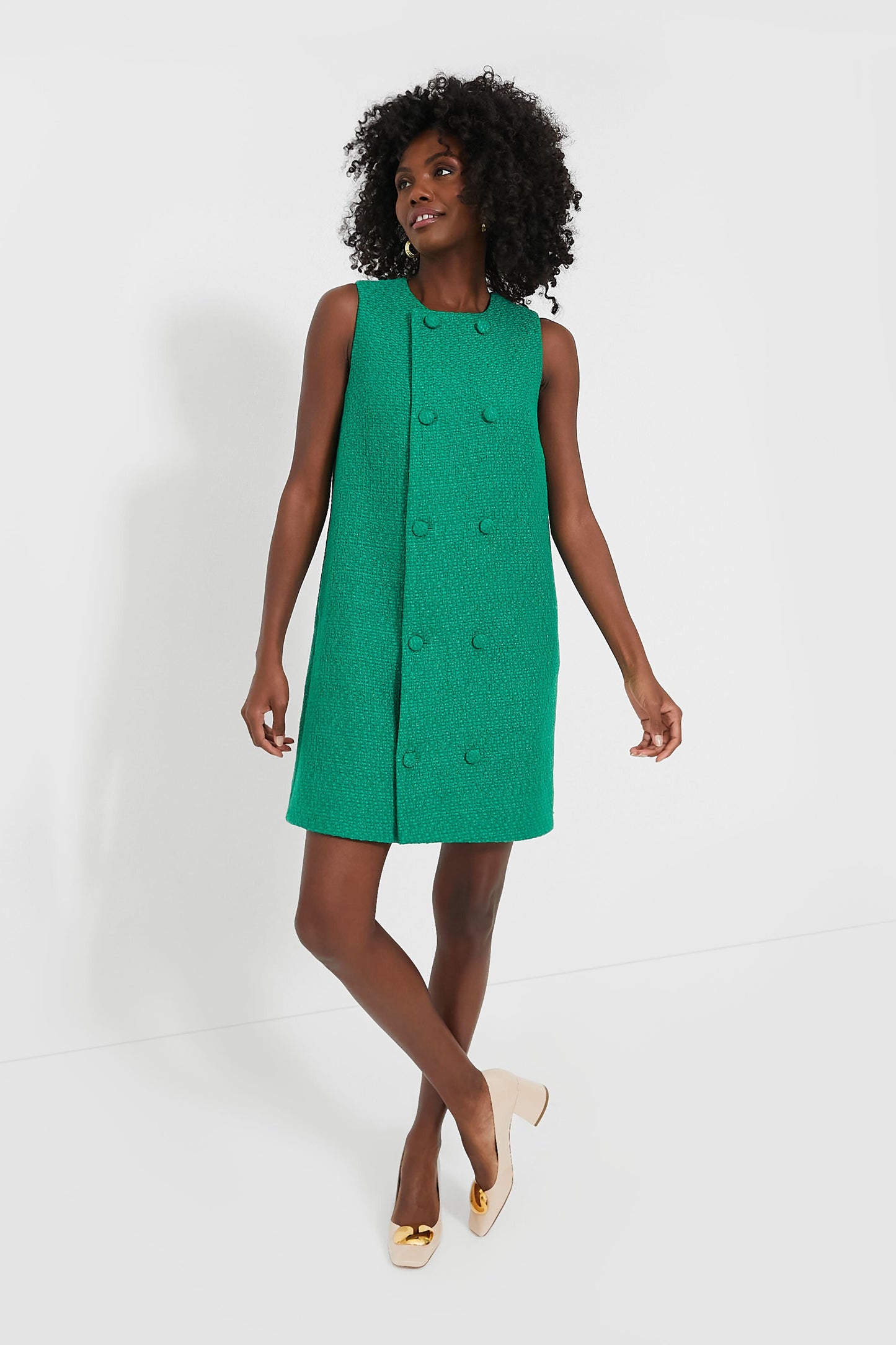 Emerald Green Tweed Bianca Dress