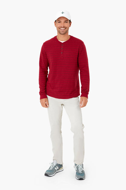 Rhubarb Navy Stripe Double Knit Henley