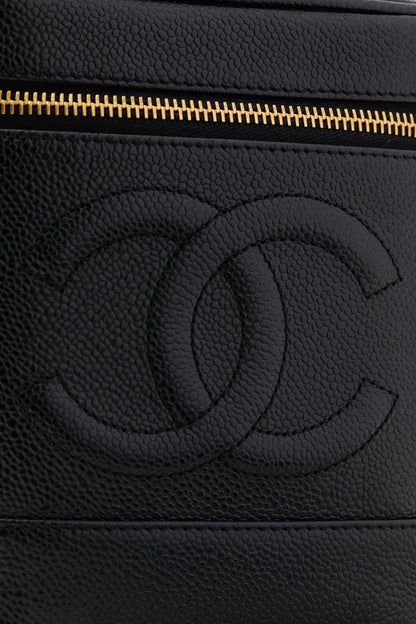 CHANEL Black Coco Mark Hand Vanity Bag
