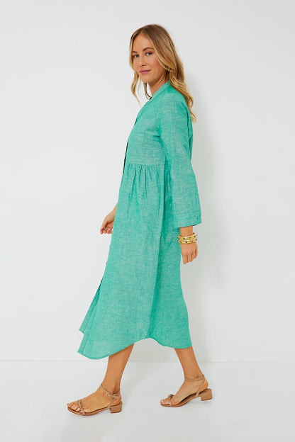 Sea Green Linen Lydell Maxi Dress