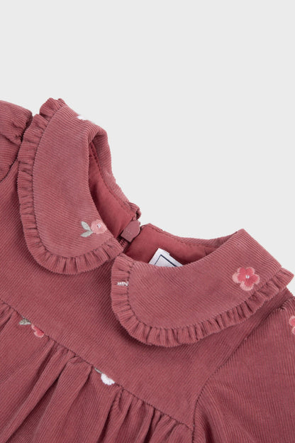 Pink Velvet Peter Pan Collar Dress