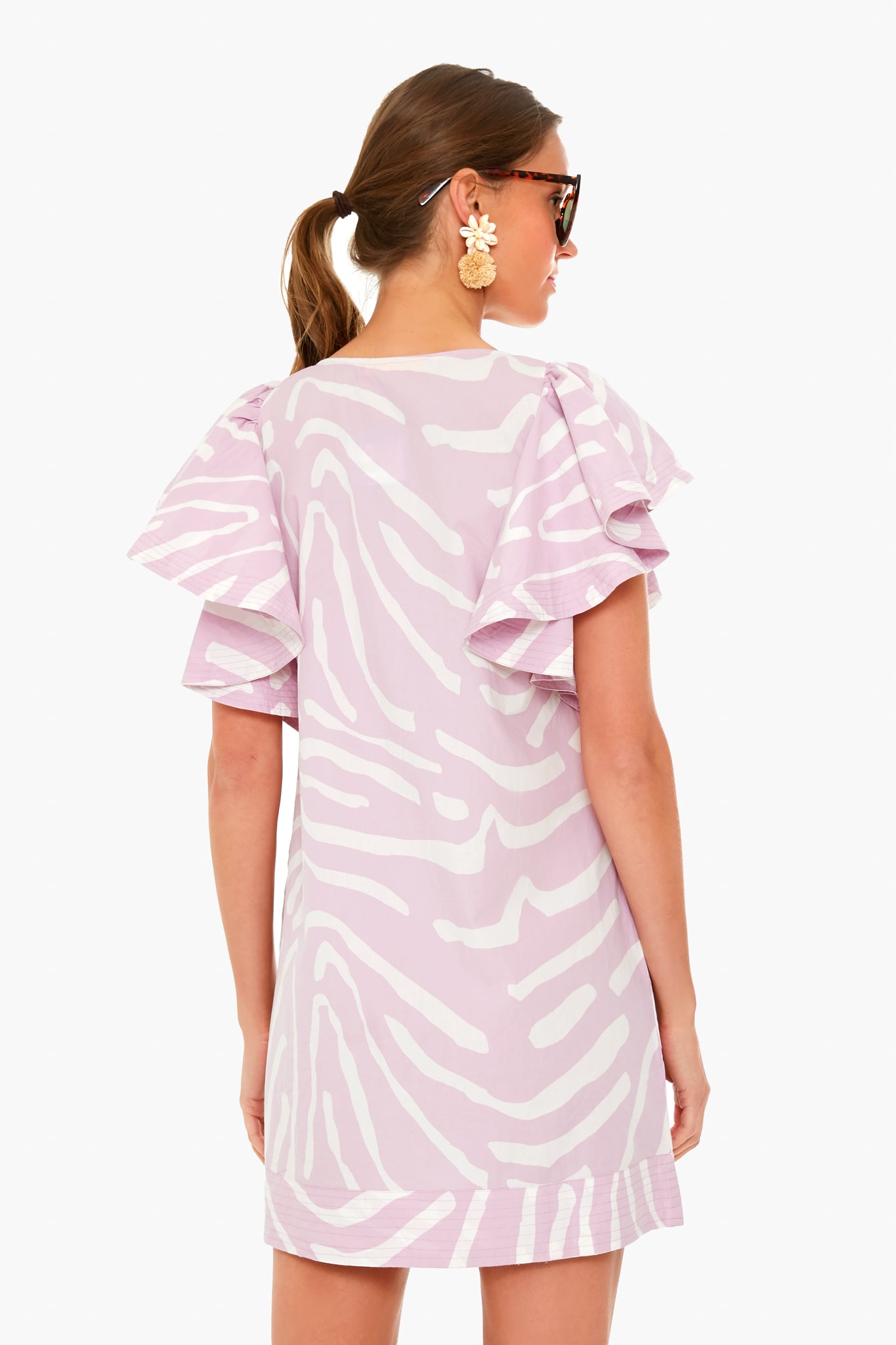 Zebra Lilac Flirty V-Neck Dress