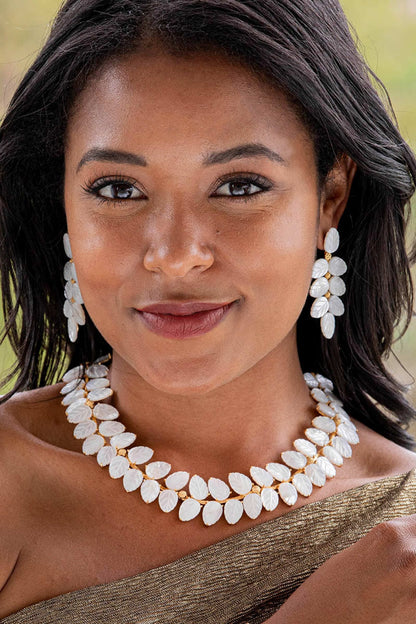 Mermaid Garden Vine Drop Earrings - MOP