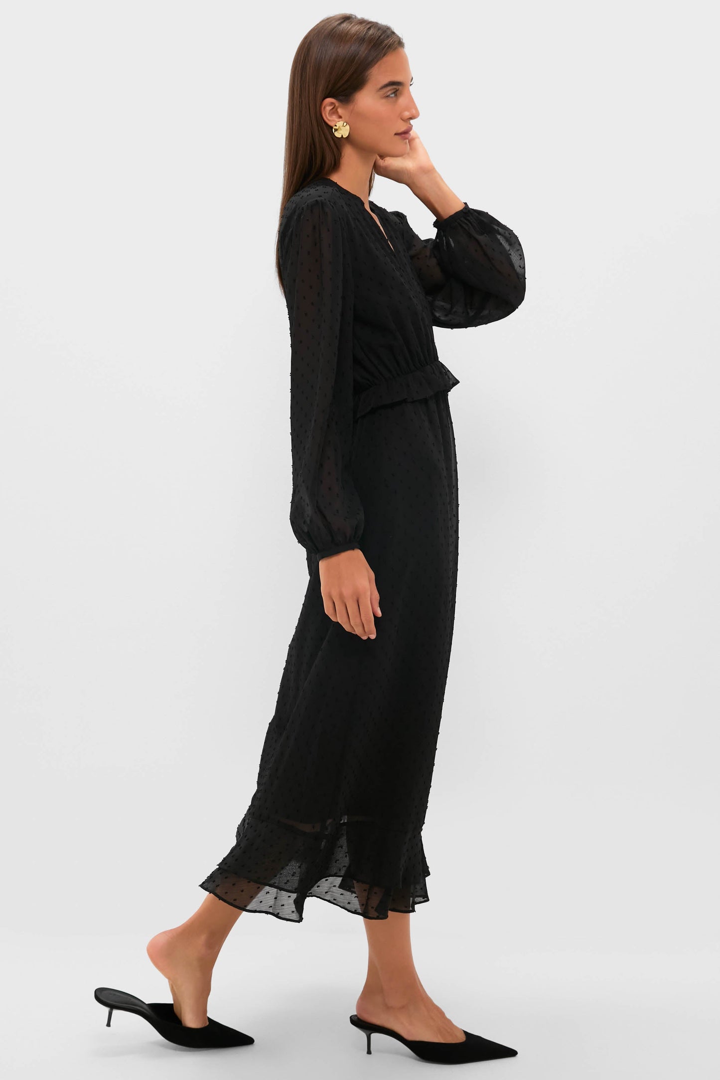 Black Textured Dot Selwyn Dress